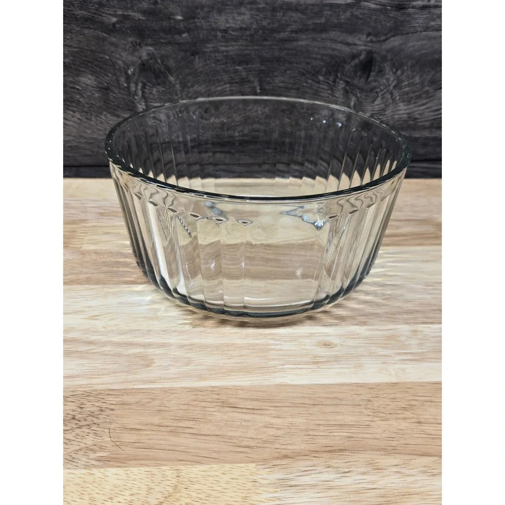 Anchor Hocking Clear Glass Ribbed Mixing Bowl 7 Cup 1.75 Quart Fluted Prep Bowl